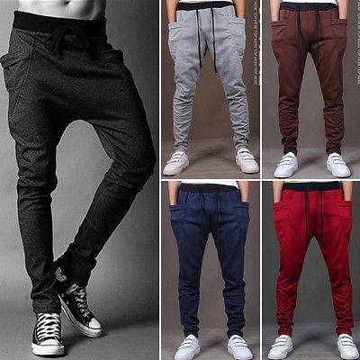 MENS CASUAL JOGGER DANCE SPORTWEAR HAREM PANTS SLACKS TROUSERS SWEATPANTS