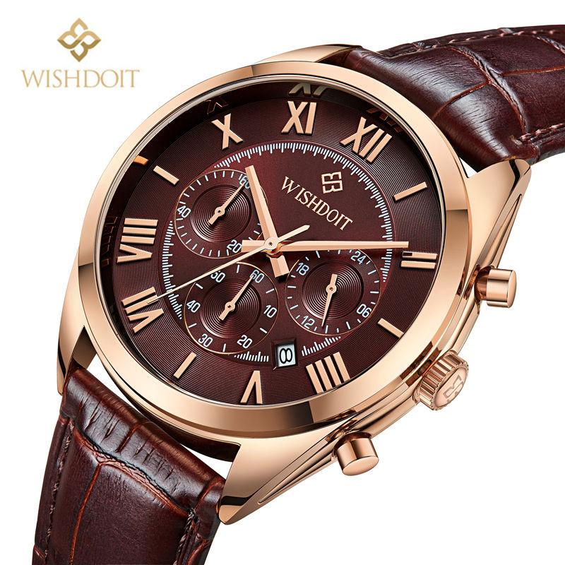 2016 luxury brand newFashion  Leather Strap Multifunction Watches Men Quartz Watch Waterproof Wristwatches Male Table Relojes