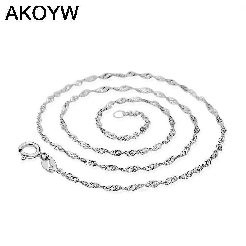 silver necklace female models wave chain of high-end women's jewelry, vintage jewelry silver jewelry top 45CM